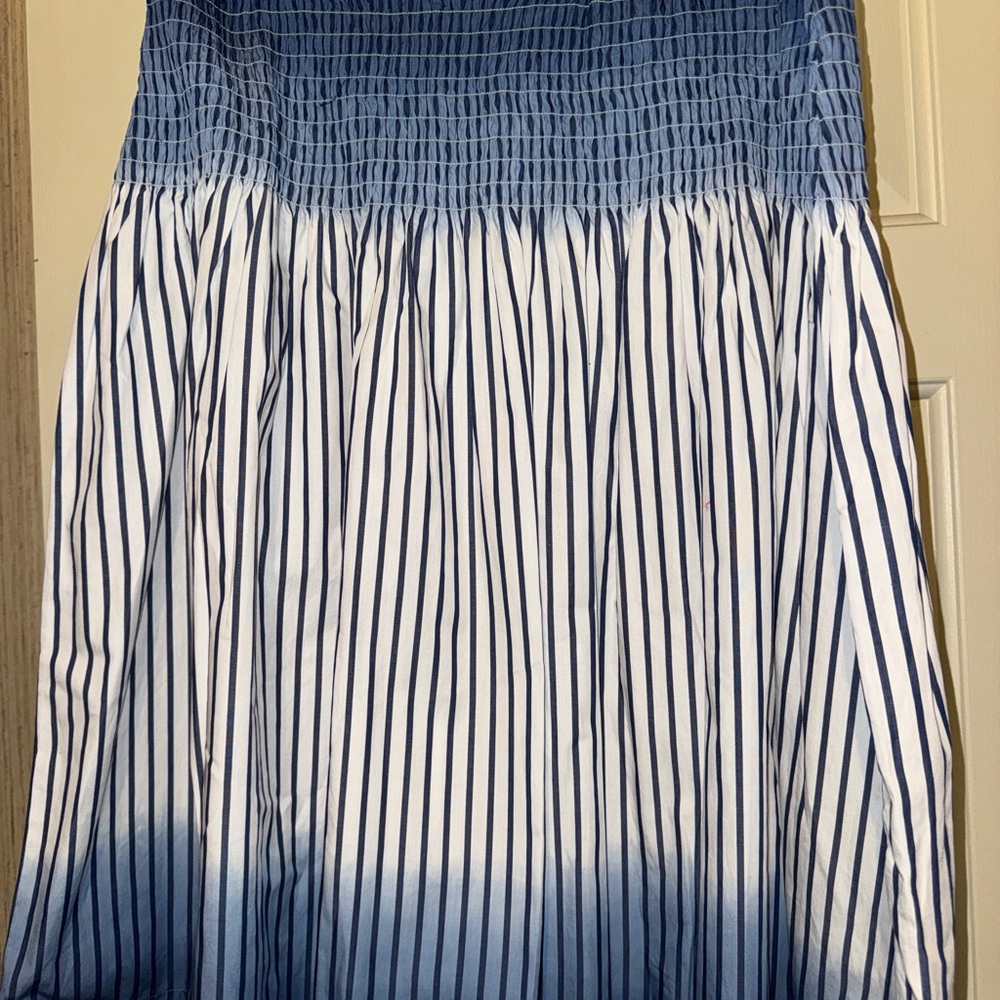 Tommy Hilfiger Blue and White A-Line Midi Skirt